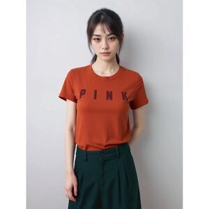 Used PINK Victoria's Secret Short Sleeve T-shirt Tee size XS Burnt Orange E97